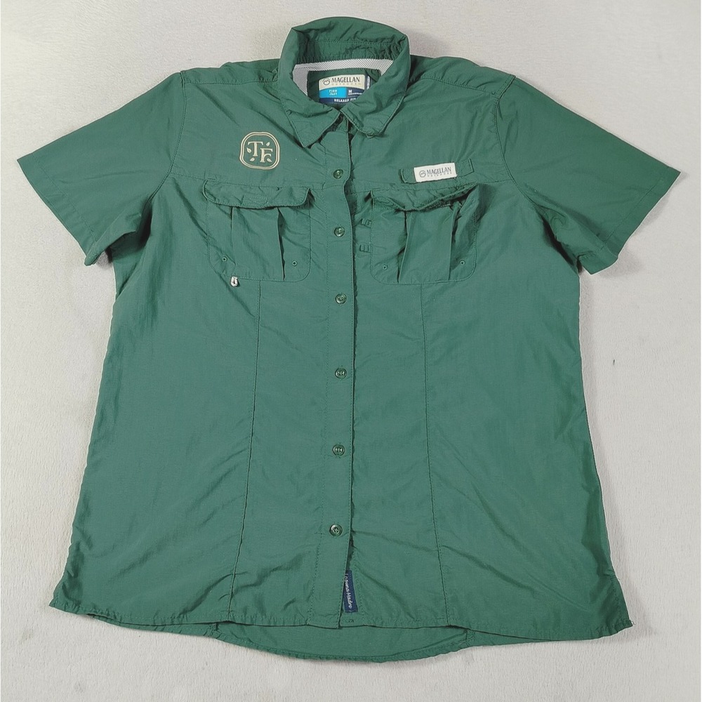 Magellan Outdoors Fishing Shirt Womens Medium Green Laguna Madre Timberview